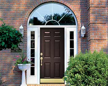 Rustic Bronze Front Door with Half Circle Transom Window