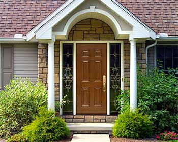 Solid Wood Look Door with Sidelights