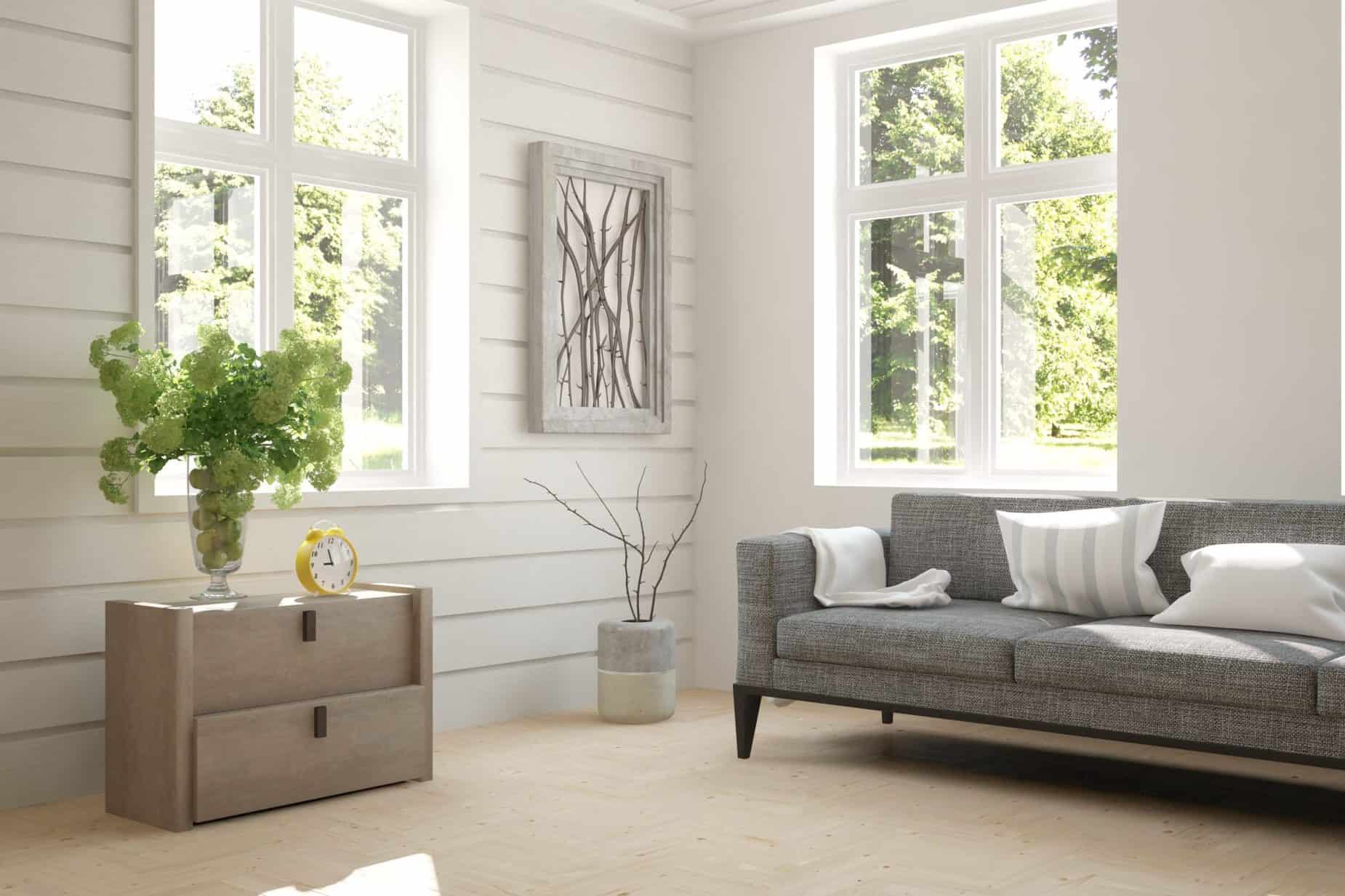 grey themed home with soundproof windows