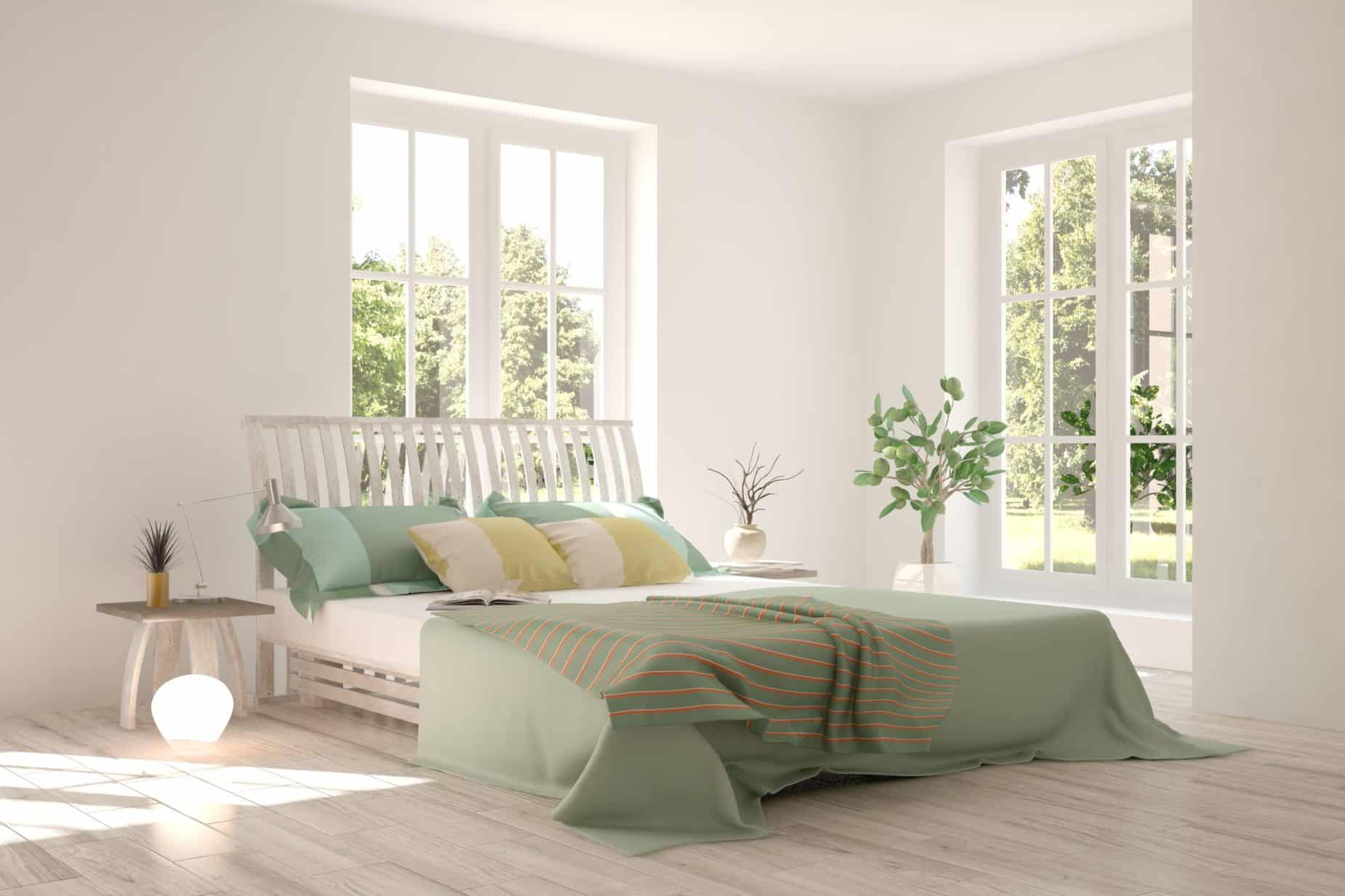 bedroom showing two windows