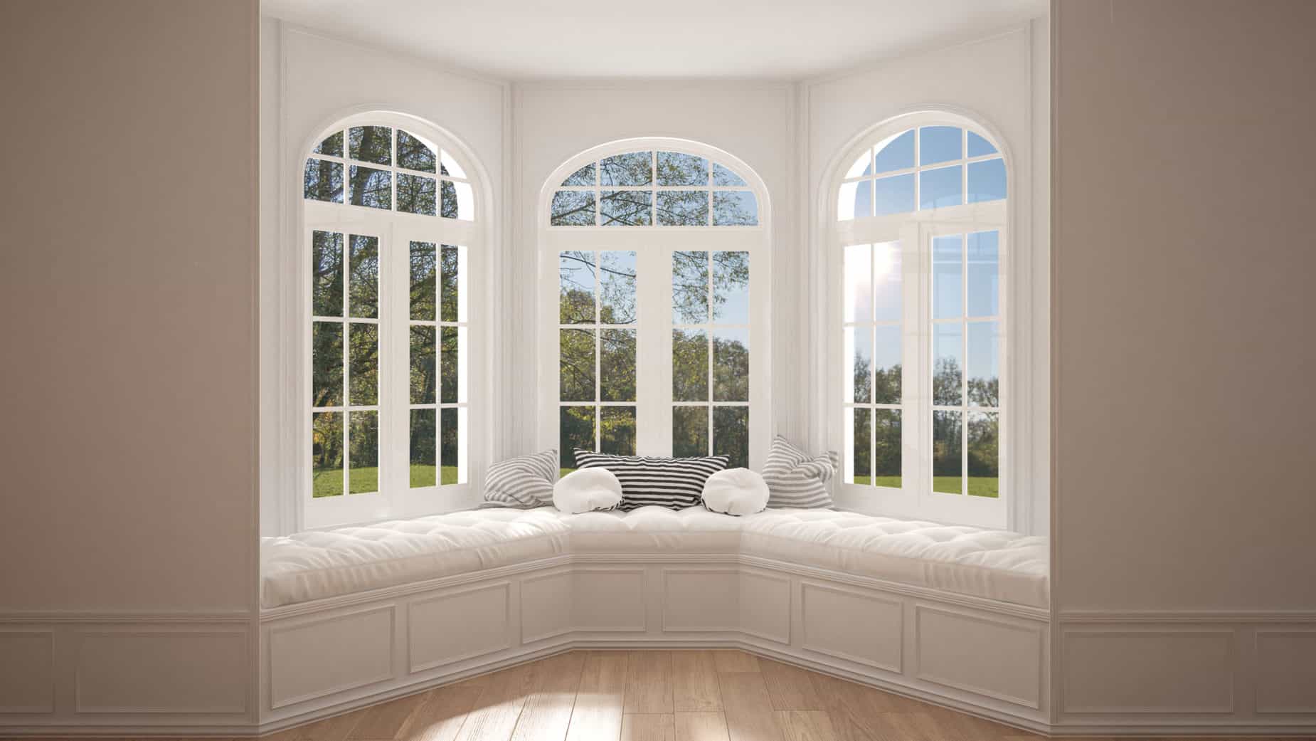 bay window with window seat sunlight in house
