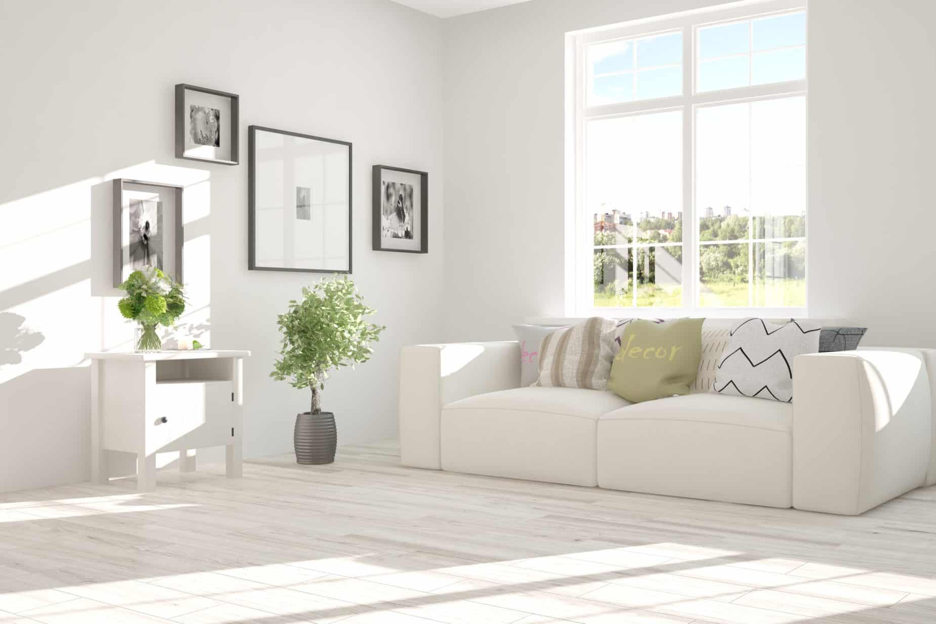 living room with sunlight coming through window