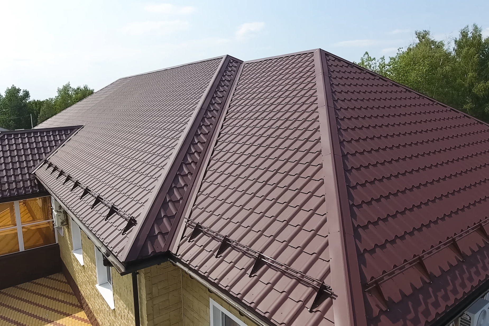 Modern,Roof,Made,Of,Metal.,Corrugated,Metal,Roof,And,Metal